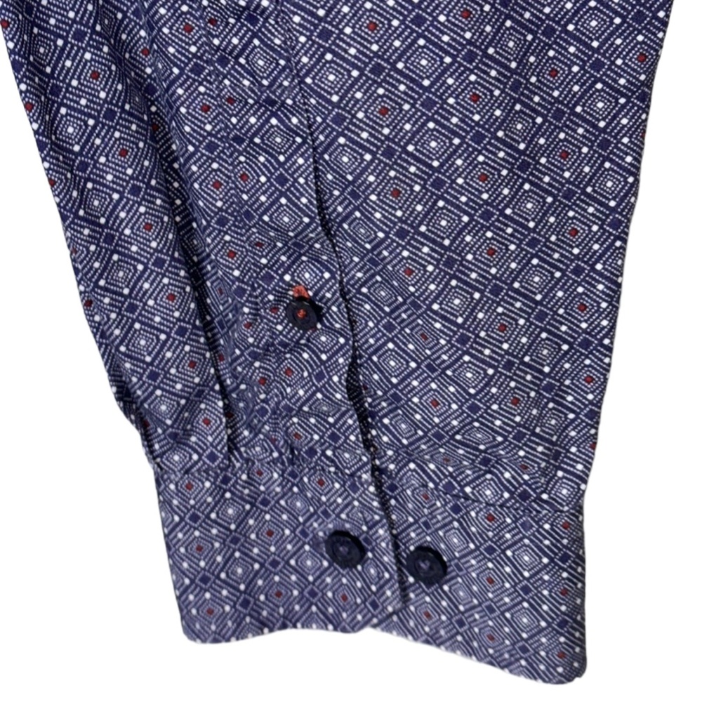 Cinch Blueish Purple/Red/White Print Cotton Long Sleeve Button Down Shirt XXL - Picture 5 of 9